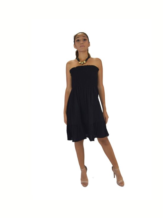 VESTIDO PETO ENRESORTADO NEGRO